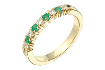 9/50 Carat Emerald & Diamond Yellow Gold Semi-Eternity Ring