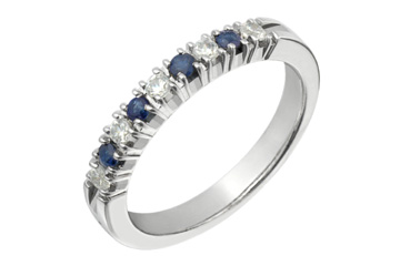9/50 Carat White Gold Diamond & Blue Sapphire Semi-Eternity Ring