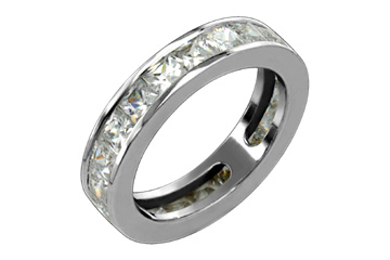 3 1/2 Carat Princess Cut Diamond Eternity Titanium Band