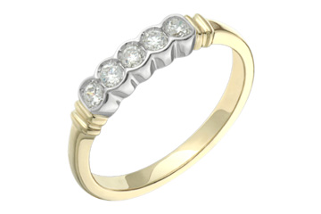 1/4 Carat Two Tone 5-Stone Diamond Semi-Eternity Ring