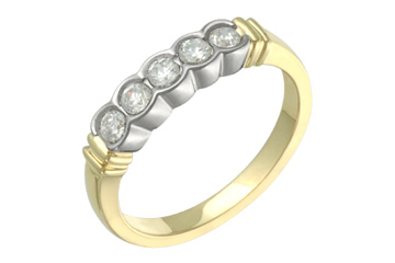 7/20 Carat 5-Stone Diamond Two-Tone Semi-Eternity Ring