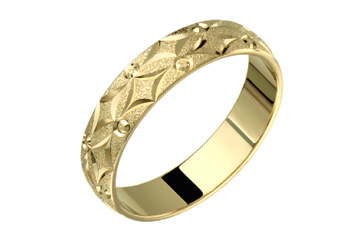 14kt Carved Yellow Gold Wedding Band