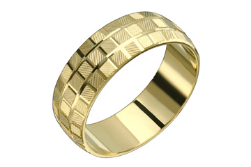 14kt Yellow Gold Checkered Design Wedding Band