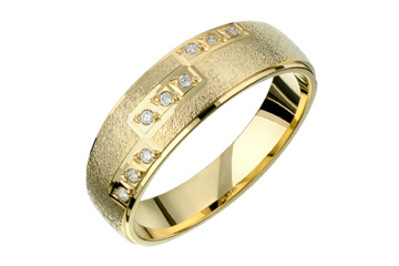 9/100 Carat Tapered Yellow Gold 14kt Diamond Wedding Band