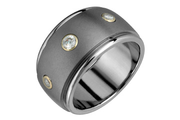 1/5 Carat Titanium Ring with Diamond Set in Gold Collets