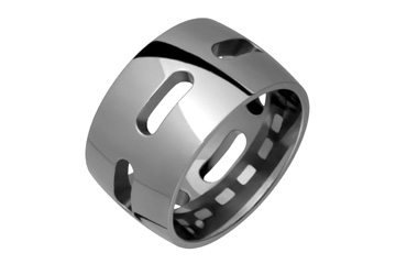 Domed Titanium Ring With Holed Center