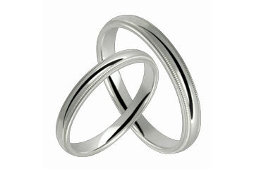 Half-Round Comfort Fit 3mm Milled-Edge Ladies and Gents Platinum Bands