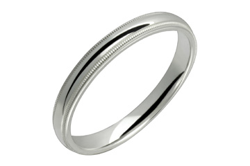 Classic Domed 3 mm Comfort Fit Milled Edge Platinum Ring