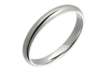 Domed 3 mm Comfort Fit Platinum Ring