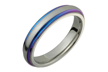 Half Round Titanium Ring With Rainbow Color Inlays
