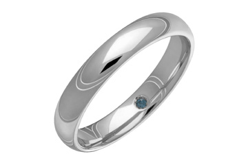 Half Round Titanium Ring With Hidden Sapphire