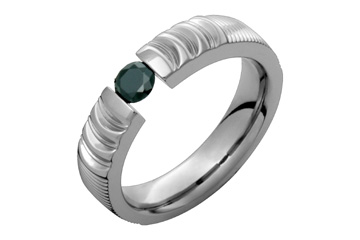 Beautifully Carved Tension Set Titanium Ring With Black Zirconium