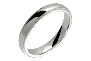 Half Round 4 mm Comfort Fit Milled Edge Platinum Ring