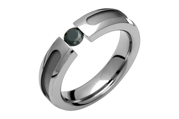 Inner Grooved Titanium & Black Tension Zirconium Ring
