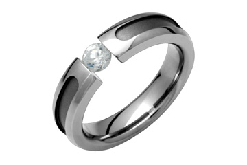 1/4 Carat Carved Titanium Ring with Tension Set Diamond