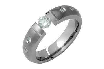 1/3 Carat Diamond Tension Set Titanium Ring