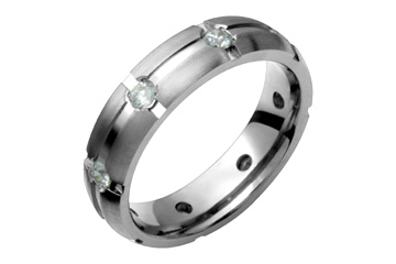 4/10 Carat Carved Titanium Eternity Band with Diamonds