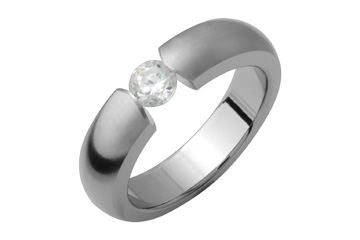 Tension Titanium Ring with Cubic Zirconia