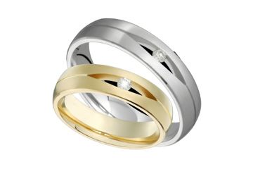 1/10 Carat White & Yellow Gold Diamond Wedding Band Set
