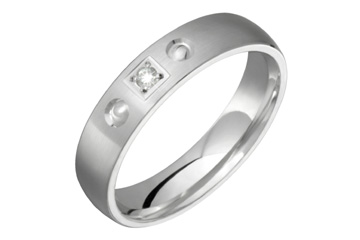 14K Comfort Fit White Gold Wedding Band with Square Design and Diamonds