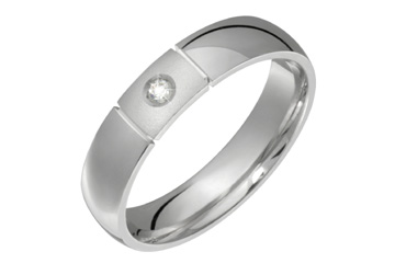1/20 Carat White Gold 14kt Wedding Band with Solitaire Diamond