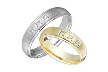 3/25 Carat Matching Yellow & White Gold Diamond Wedding Bands