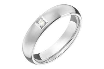 3/100 Carat White Gold Domed Wedding Band with Diamond