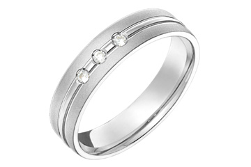 3/50 Carat White Gold Grooved 14kt Diamond Wedding Band