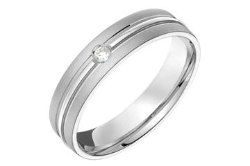 1/20 Carat White Gold 14kt Diamond Grooved Wedding Band