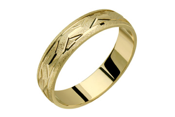 14kt Comfort Fit Yellow Gold Carved Wedding Band