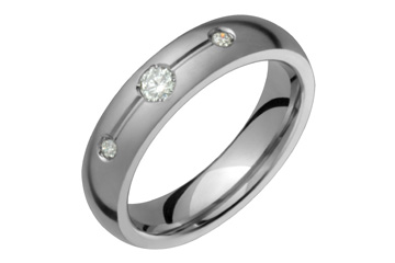 3/20 Carat Three Stone Titanium Diamond Ring