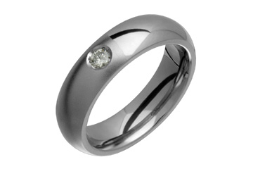 Domed Titanium Band with Diamond