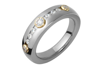 8/25 Carat Diamond Semi-Eternity Titanium and Gold Ring