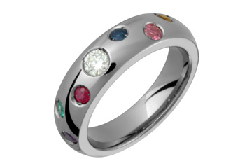 1/5 Carat Diamond & Assorted Gemstones Titanium Ring