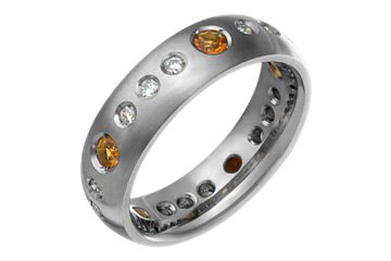 29/50 Carat White & Orange Diamond Eternity Titanium Ring