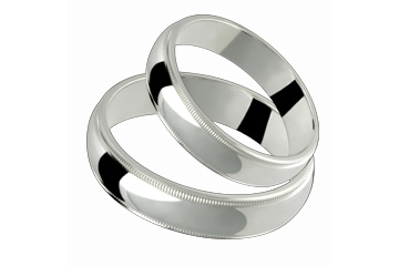 Half-Round Comfort Fit 5mm Milled-Edge Ladies and Gents Platinum Bands Set