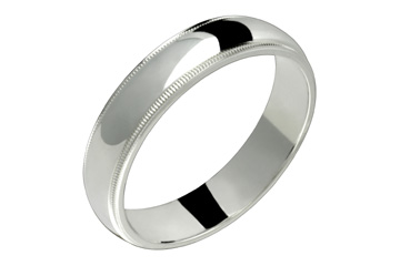 Domed 5 mm Comfort Fit Platinum Ring With Milled Edges