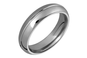 Half Round Titanium Ring With Center Groove