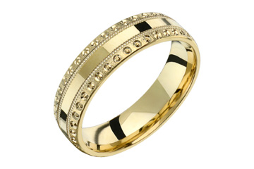 14kt Yellow Gold Wedding with Beaded Edges