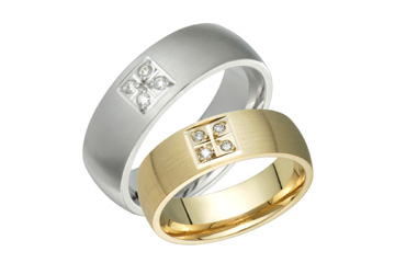 2/25 Carat Floral Diamond Yellow & White Gold Ring Set