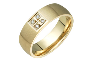 14kt White Gold Wedding Band with Flowered Diamond Motif