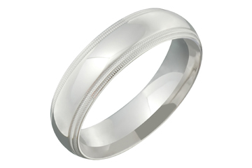 Domed Comfort Fit Titanium Band with Double Row of Milled Edge Carving
