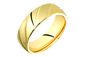 14kt Yellow Gold Comfort Fit Diagonal Carving Wedding Band
