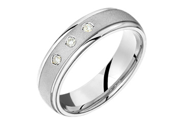 3/20 Carat Yellow Gold 14kt Diamond Wedding B and with Grooved Edges