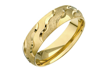 14kt Yellow Gold Waved Design Wedding Band