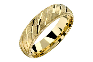 14kt Yellow Gold Wedding Band with Diagonal Design