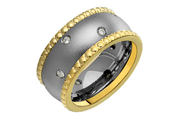 1/5 Carat White Gold Diamond Ring with Two Beaded Bands