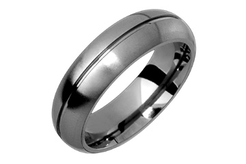 Domed Titanium Ring With Central Groove