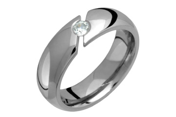 3/25 Carat Angled Tension Set Diamond Titanium Ring