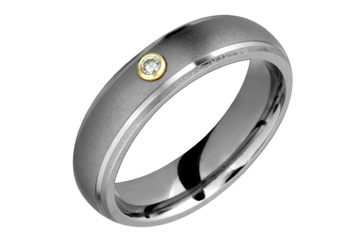 1/20 Carat Titanium Ring with Diamond in Gold Collet